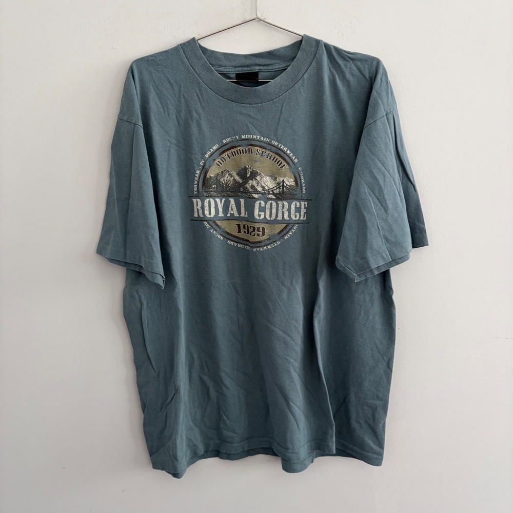 Prairie Mountain Royal Gorge Outdoor School 1929 Graphic T-Shirt Blue Mens XL